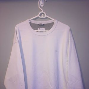 Champion Men’s Powerblend Fleece Crew, C Logo, White 2XL